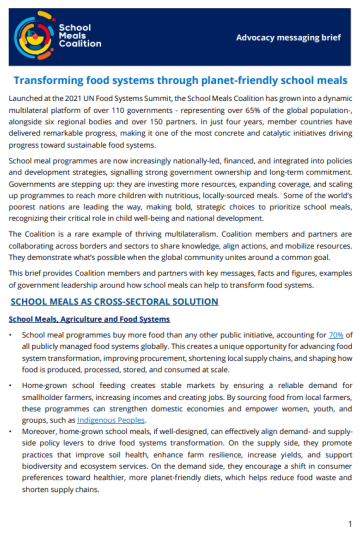 Advocacy brief - food systems 