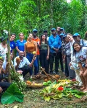 A group of people in the forest 